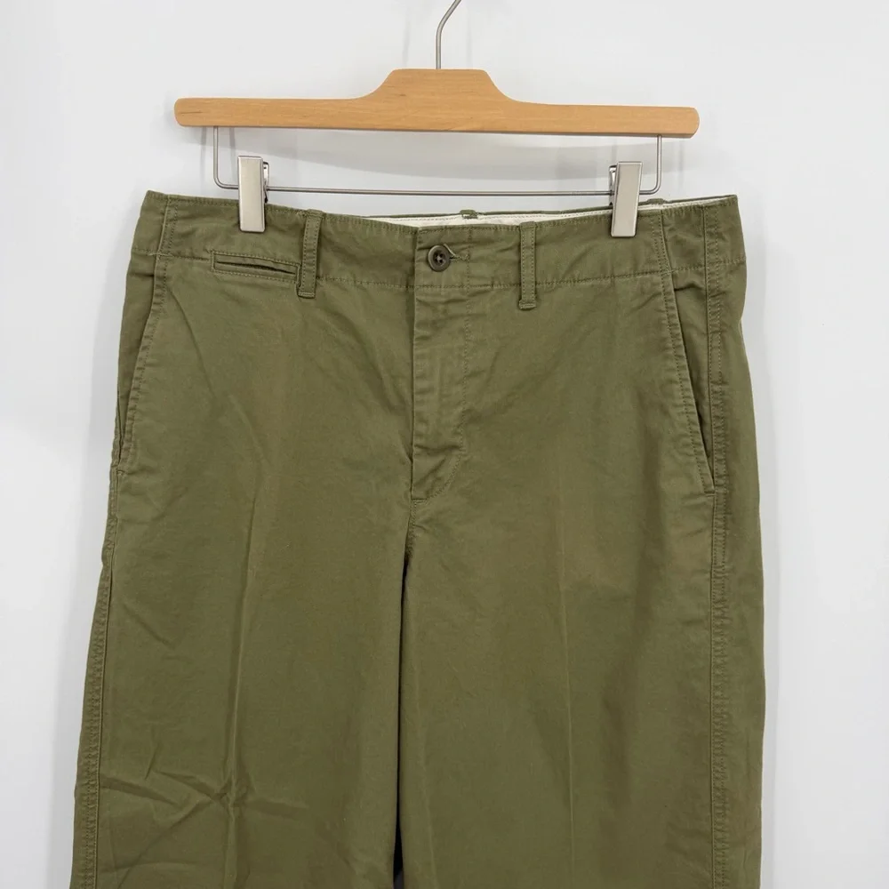 Polo Ralph Lauren zip-fly‎ cropped cotton wide-leg chino olive green sz 10